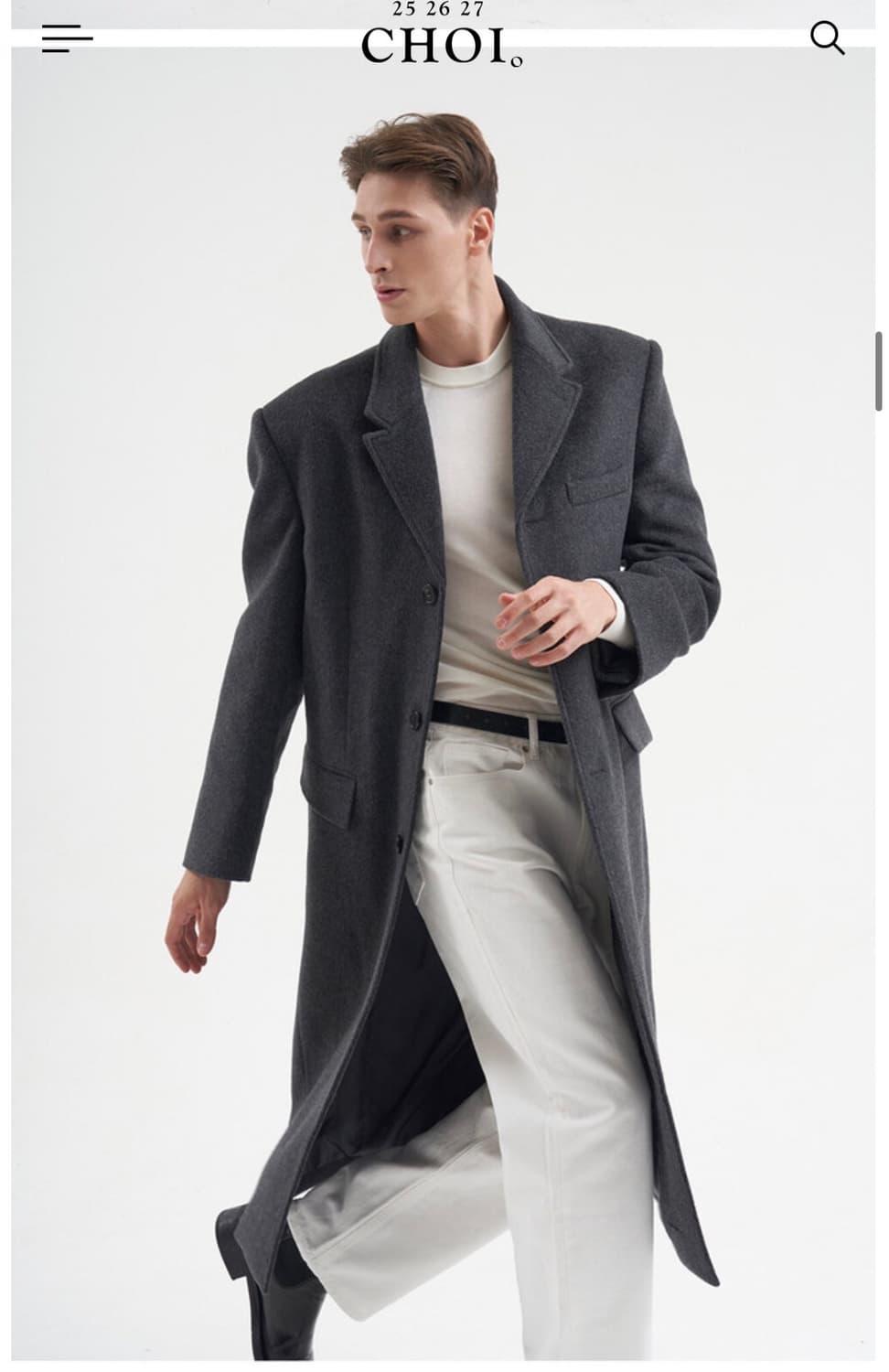 [XL] 최영 오버사이즈 체스터 필드 코트 차콜 상품이미지2