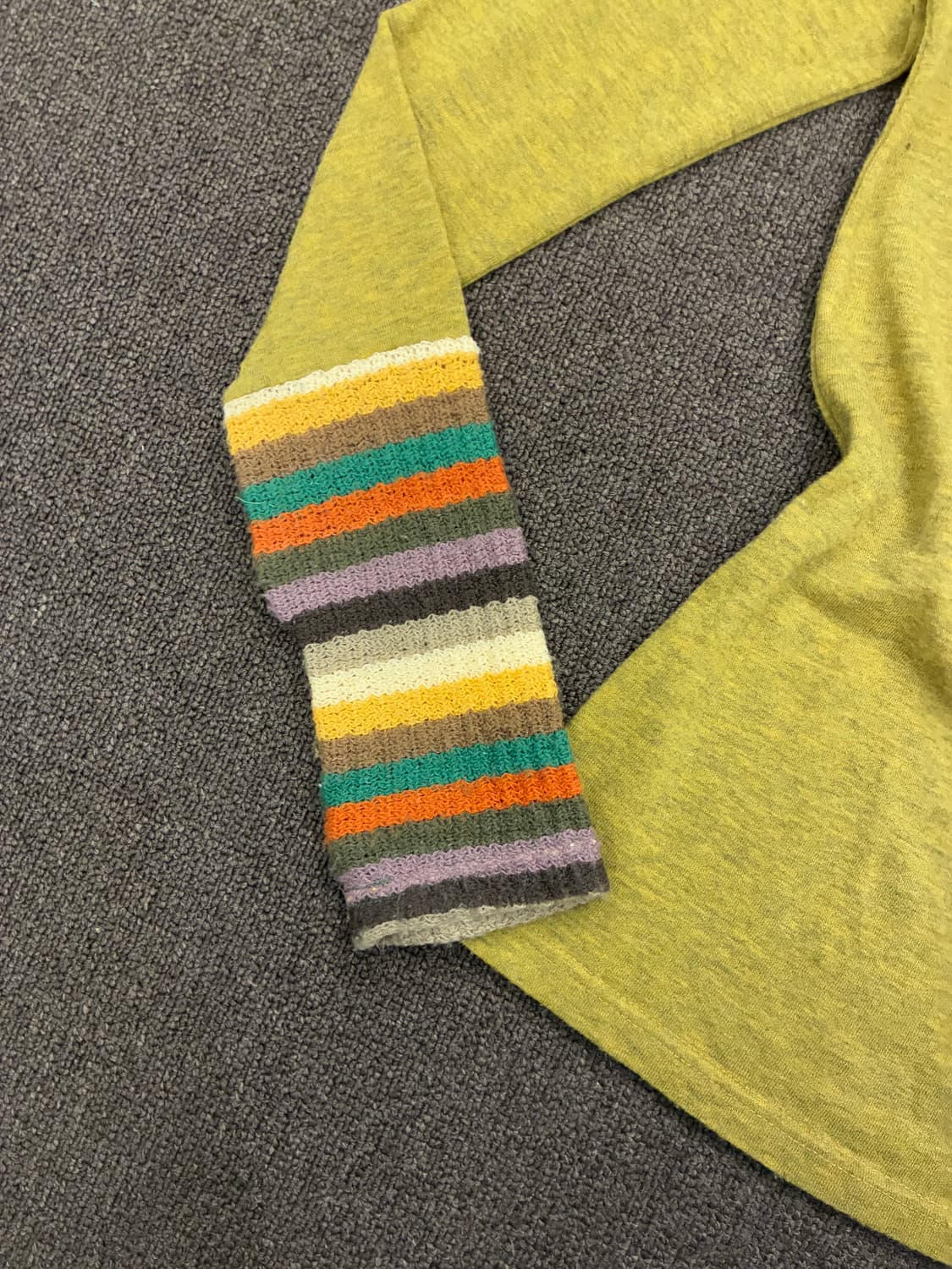 OS)Japanese vintage 여성 니트 소매 배색 롱 슬리브 상품이미지5