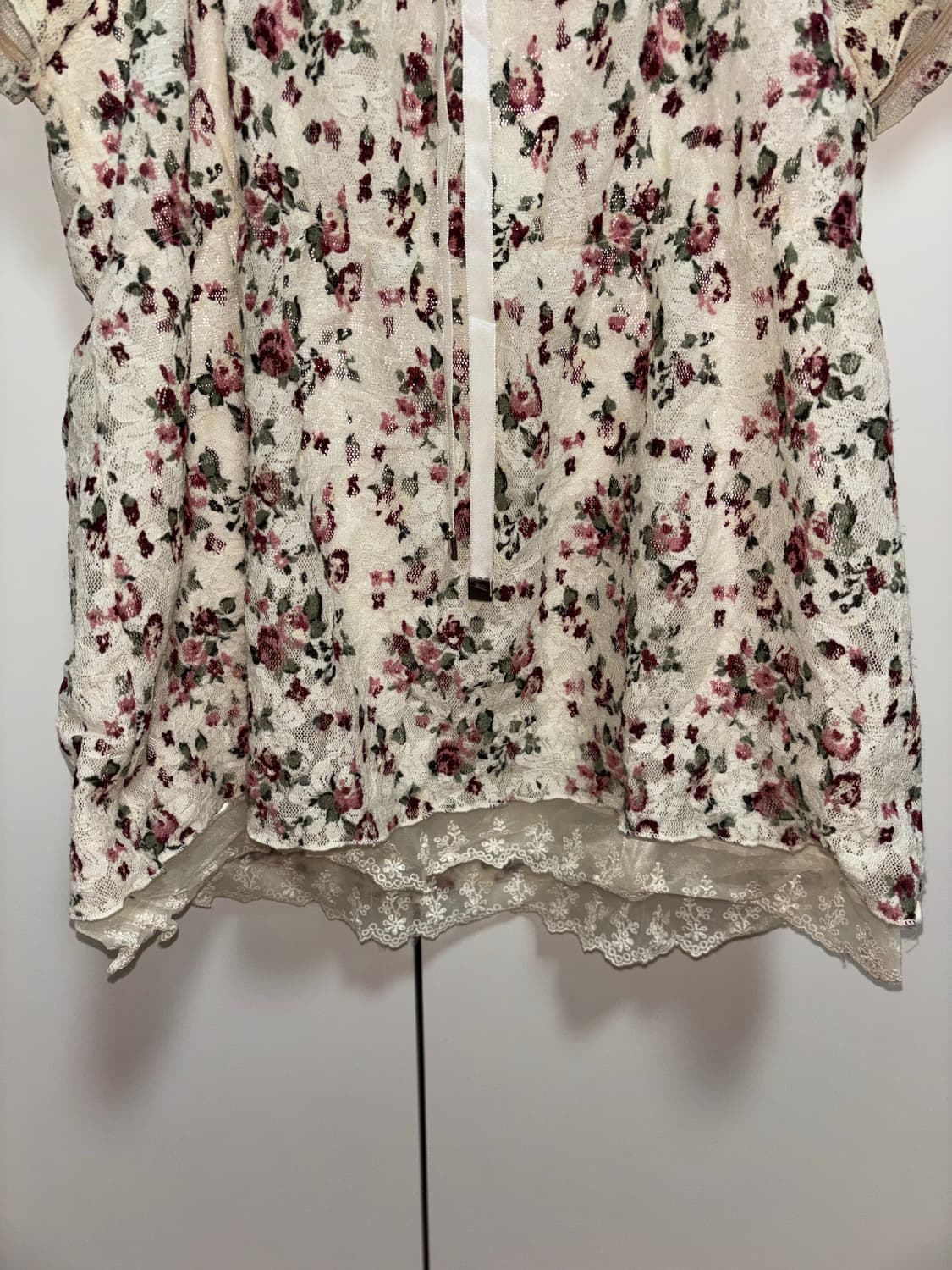 페어리 레이스 꽃무늬 반소매 블라우스 상품이미지4