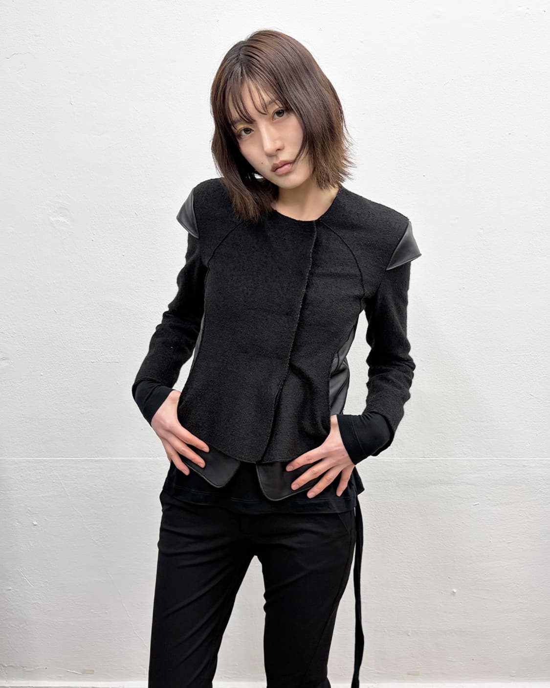 닐바렛 레더 패널 자켓 상품이미지1