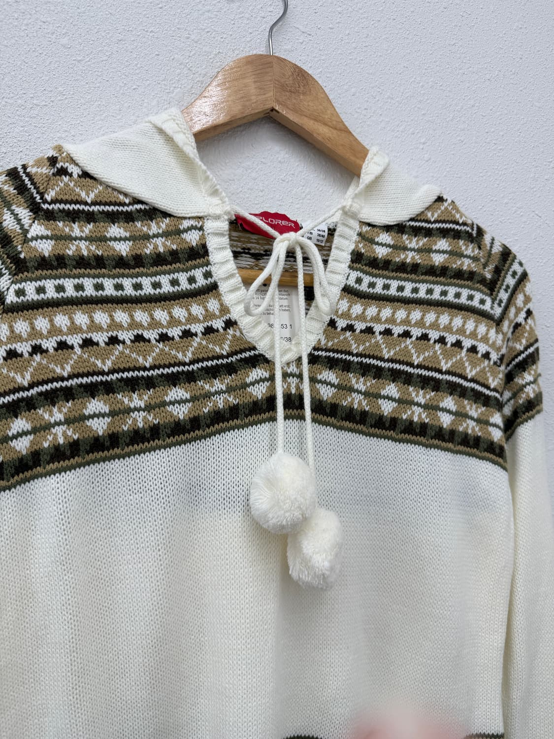 빈티지 explorer 노르딕 리본 후드 니트 상품이미지3