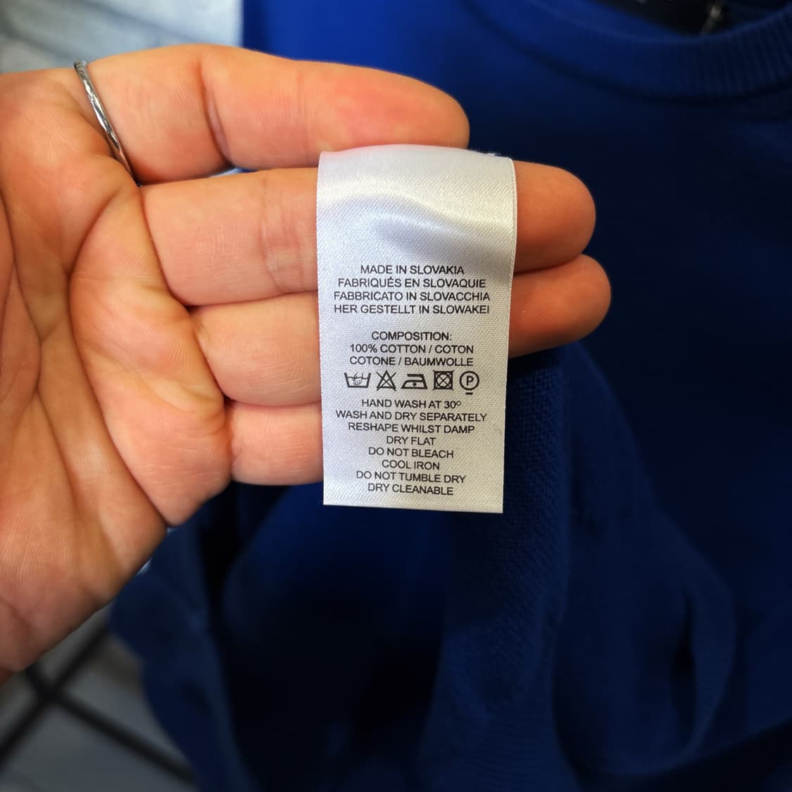 폴스미스 미니멀 크루넥 코튼 니트 스웨터 리버스 스티치 디테일 블루 상품이미지8