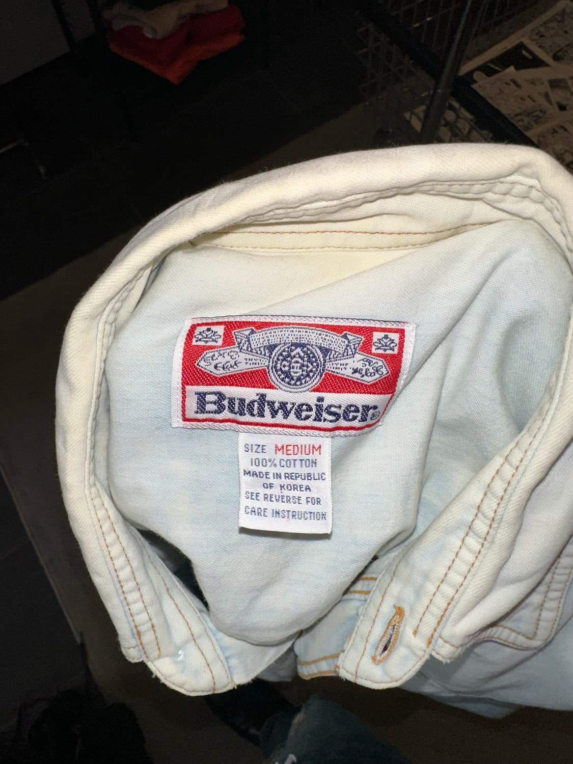 90’s Budweiser logo denim washed shirt 상품이미지10