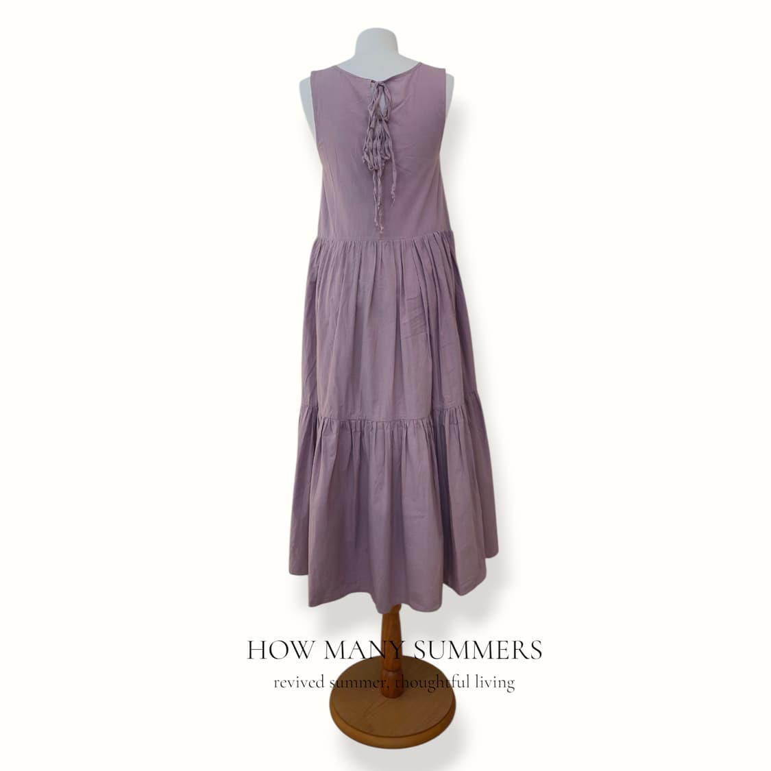 면 캉캉 롱 원피스 뮤트 퍼플 셔링넥 나시 티어드 상품이미지3