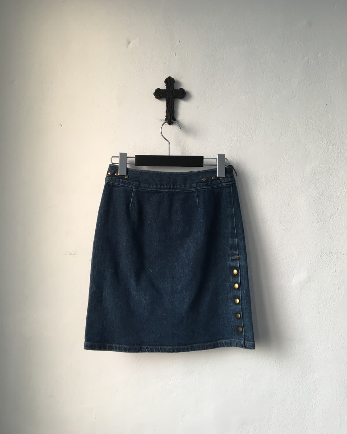 Side button point denim skirt 상품이미지3