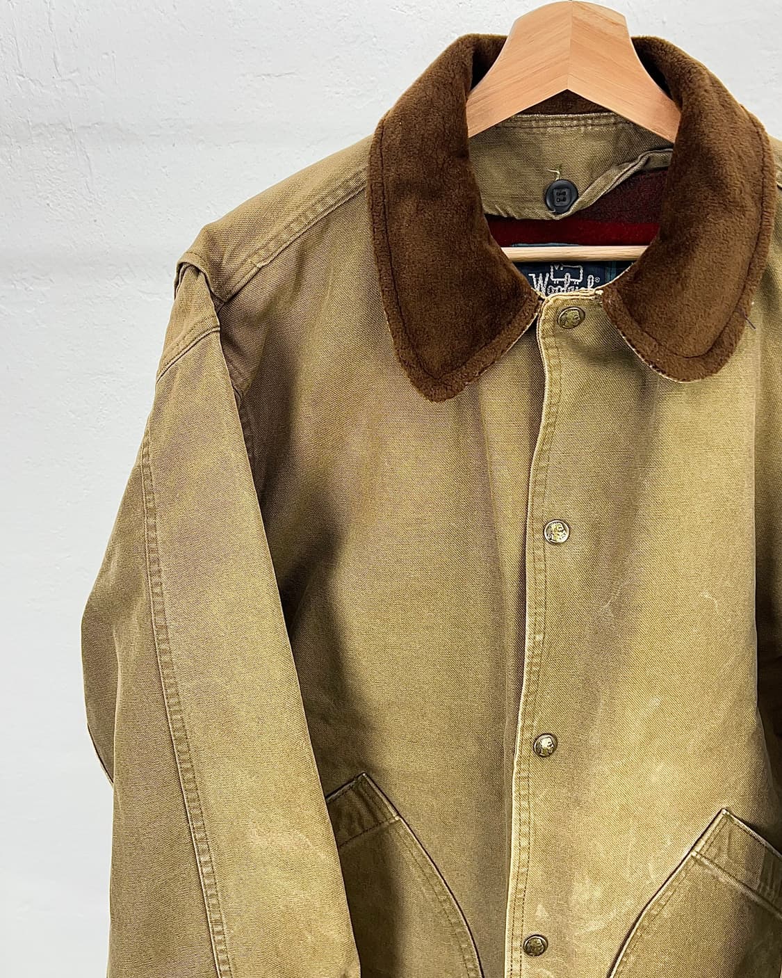 90s 울리치 베이지 워크 덕 체크 캔버스 초어 자켓 상품이미지2