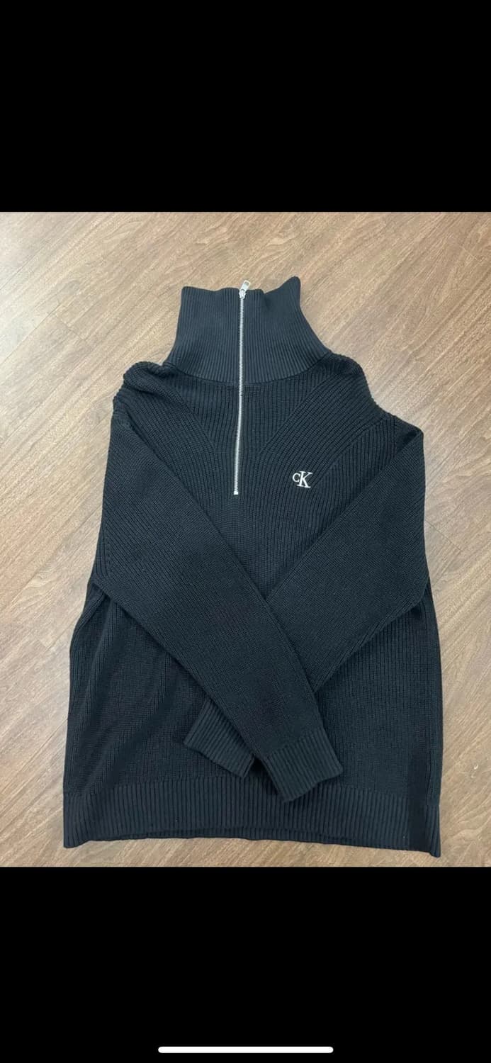 캘빈클라인 반 집업 하프 집업 니트 스웨터 블랙 상품이미지4