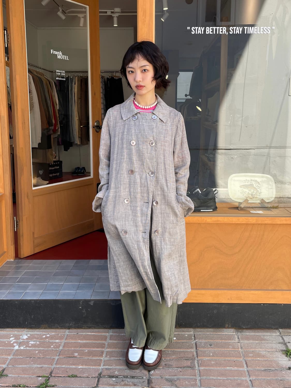네스트로브 린넨 체크 코트 상품이미지1