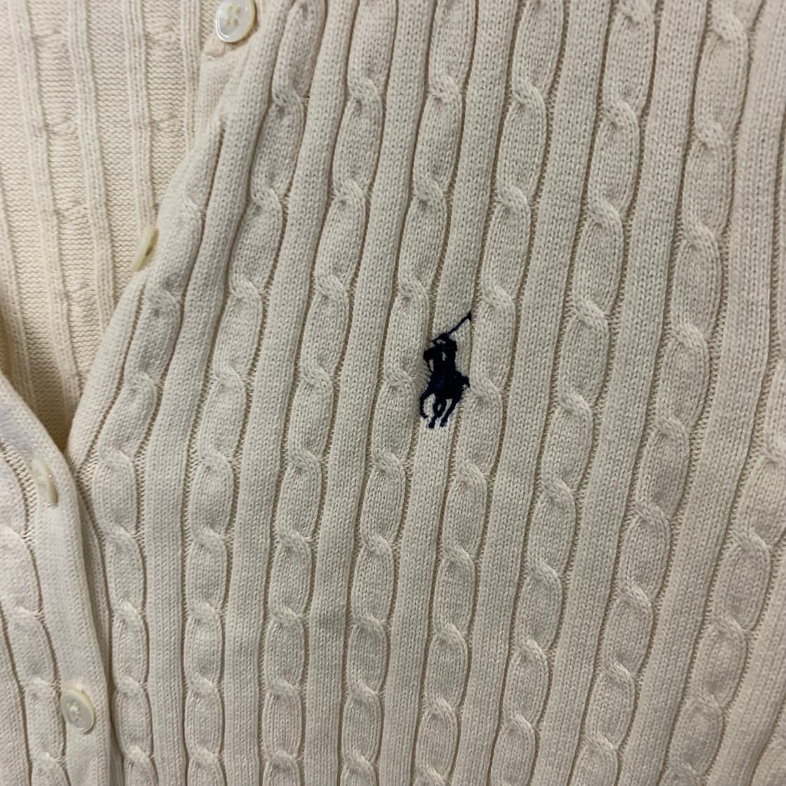 폴로 랄프로렌 스포츠 아이보리 꽈배기 케이블 니트 가디건 상품이미지3