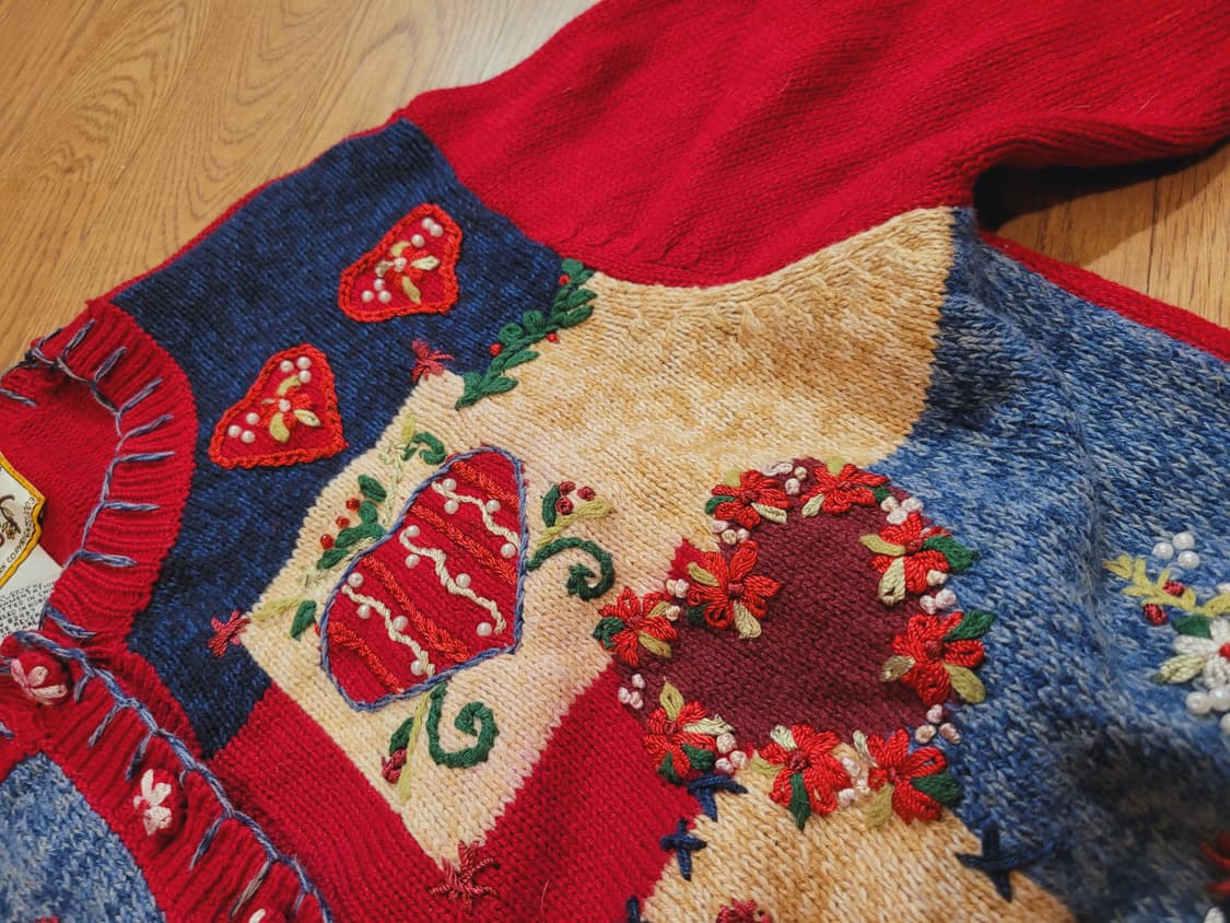 빈티지 자수 핸드메이드 니트가디건55 상품이미지7