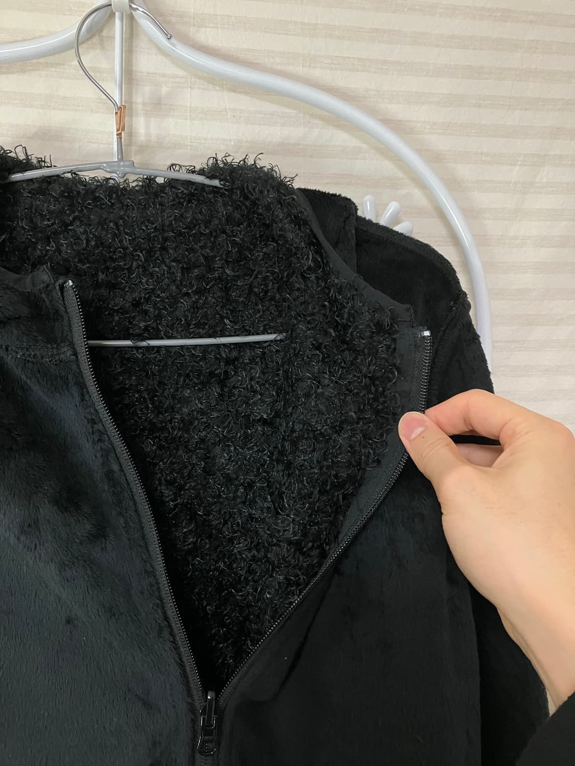 빈티지 블랙 모헤어 양면 후드 집업 y2k 스트릿 갸루 펑키 일본빈티지 상품이미지7