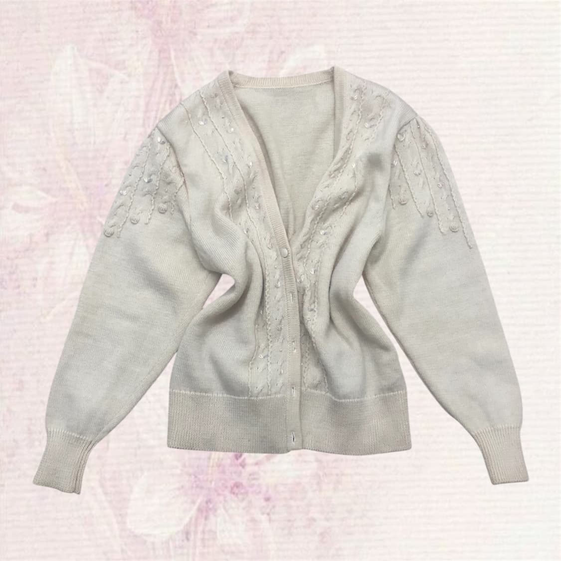 빈티지 모리걸 자수 니트 가디건 리즈리사 엑시즈팜 히메갸루 라떼갸루 상품이미지1