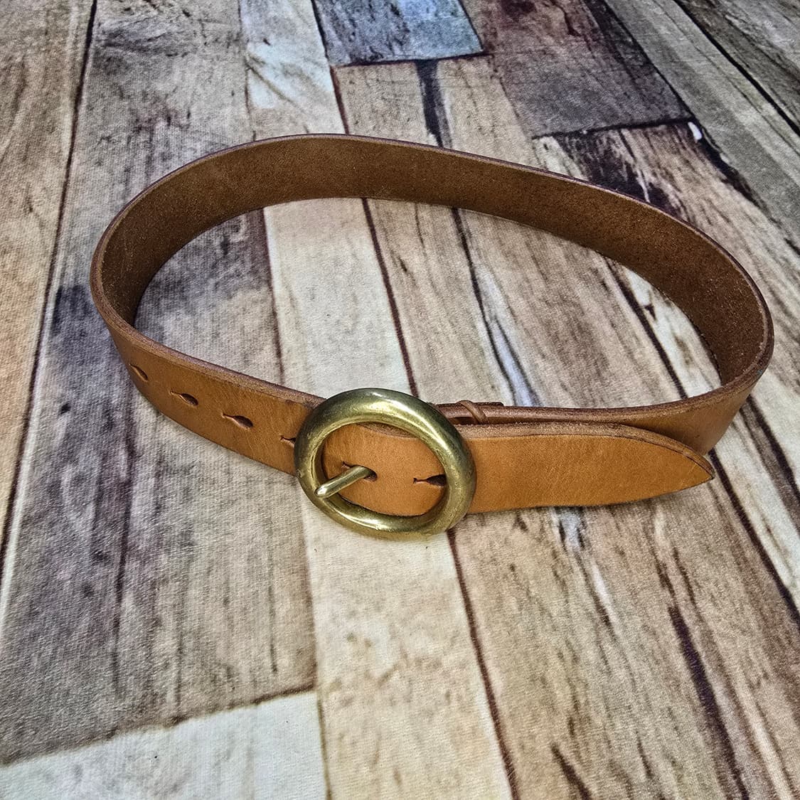 솔리드브래스(황동) 버클 새들레더 벨트 상품이미지1