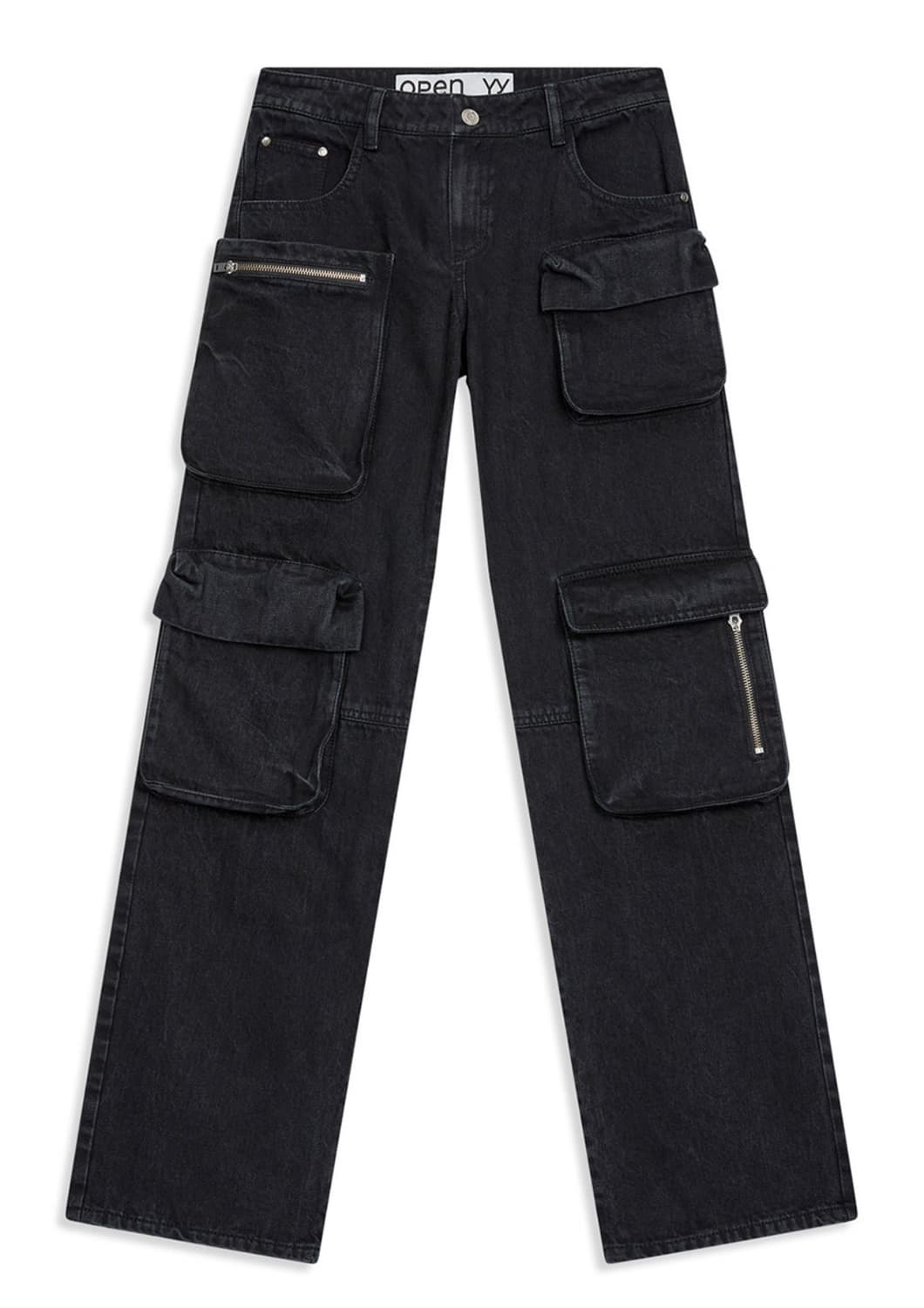 카리나 착용) Openyy 오픈와이와이 카고 포켓팬츠 블랙 1사이즈 상품이미지1