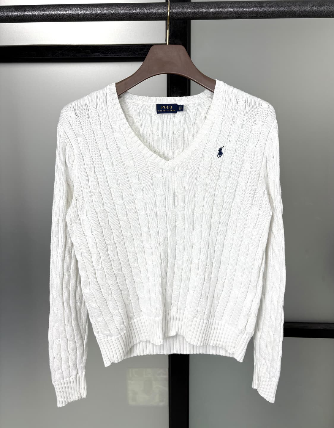 [2XL]POLO 폴로 화이트 브이넥 꽈배기 니트 상품이미지2