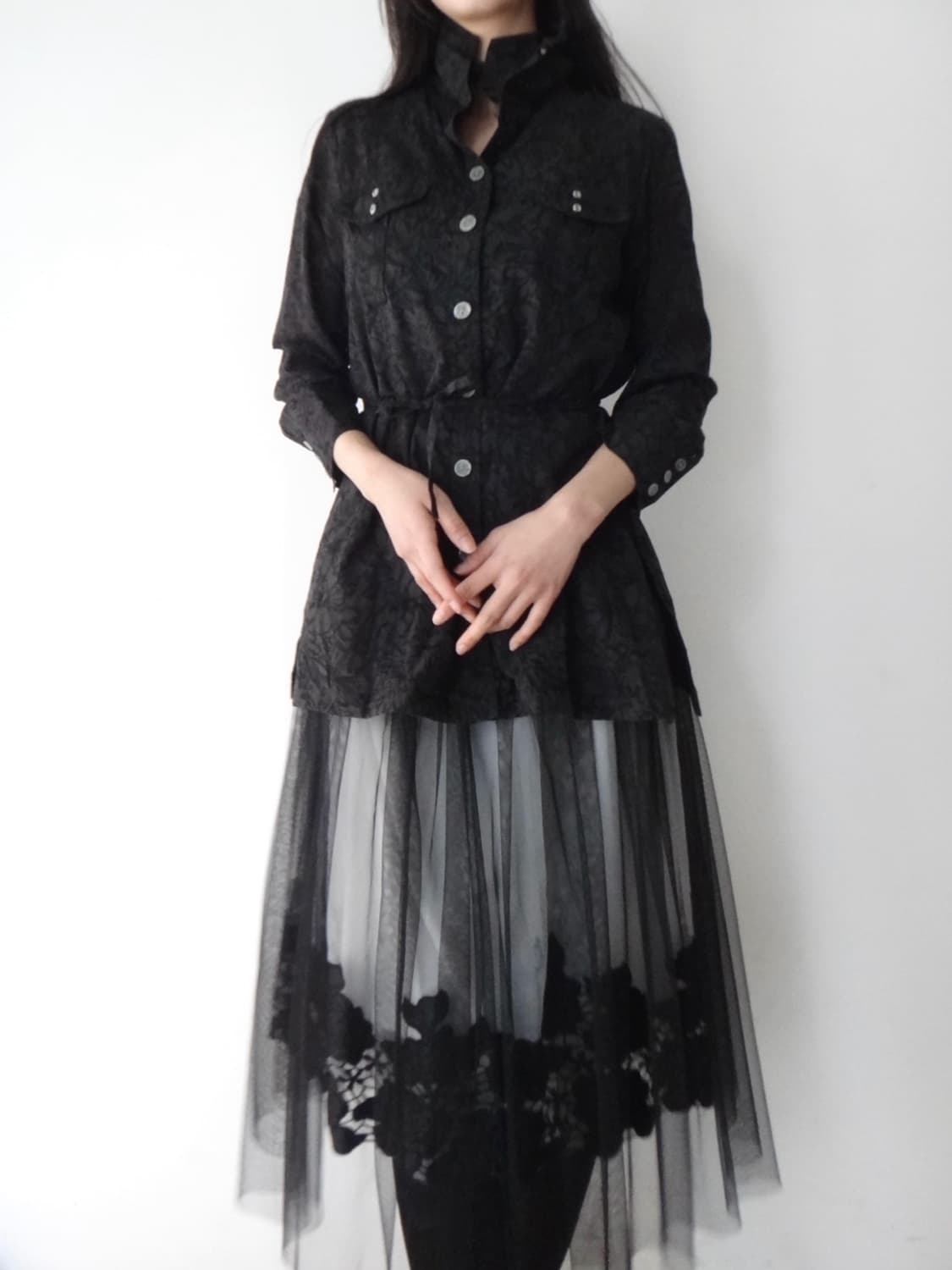 Jaqurd pattern high detail blouse  상품이미지3