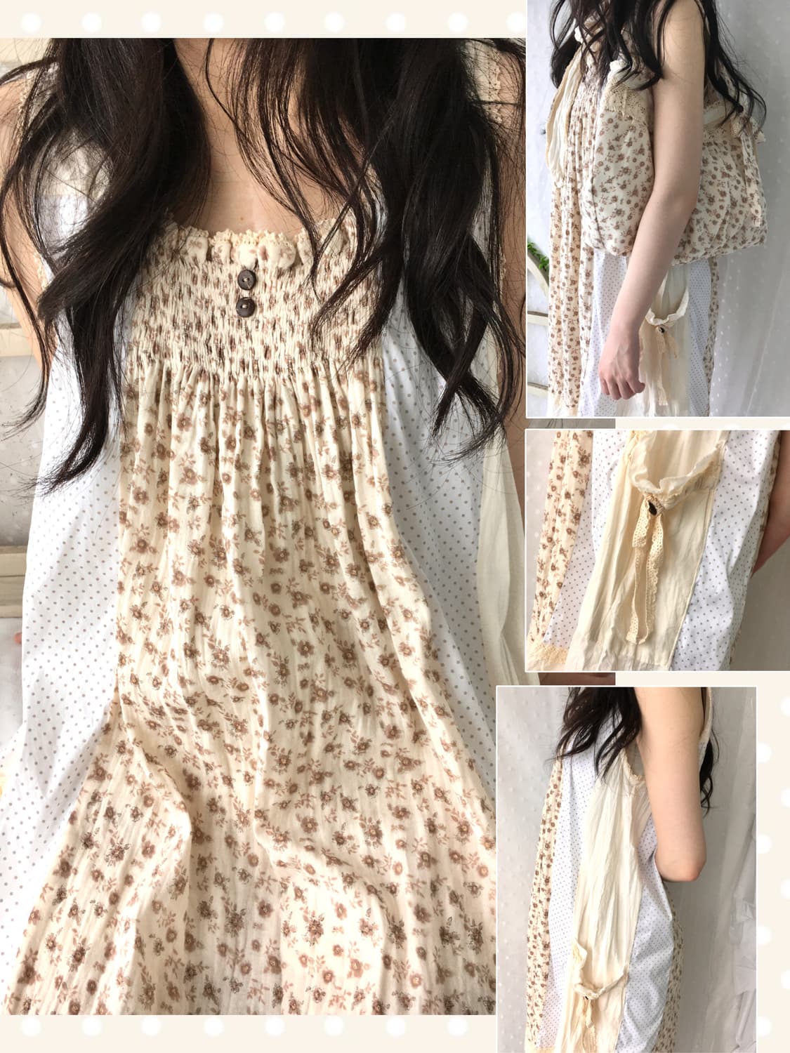 [HANDMADE] 핸드메이드 잔꽃 도트 패치 원피스 모리걸 상품이미지1