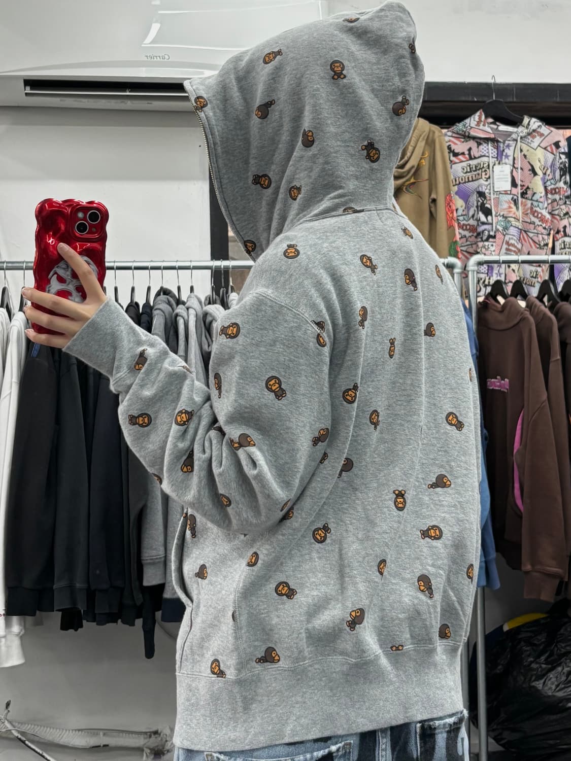 베이프 베이비 마일로 그레이 후드집업 상품이미지5