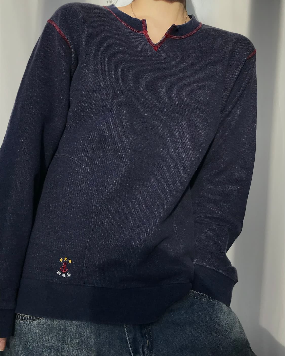 네이비 스티치 맨투맨  상품이미지3