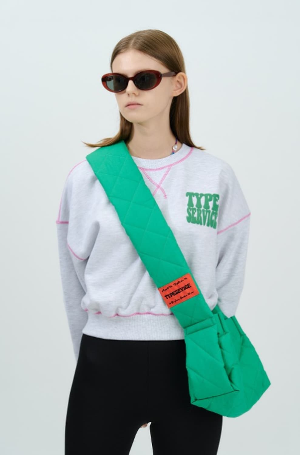 타입서비스 퀄팅 숄더백 크로스백 가방 그린 이선빈 착용 상품이미지1