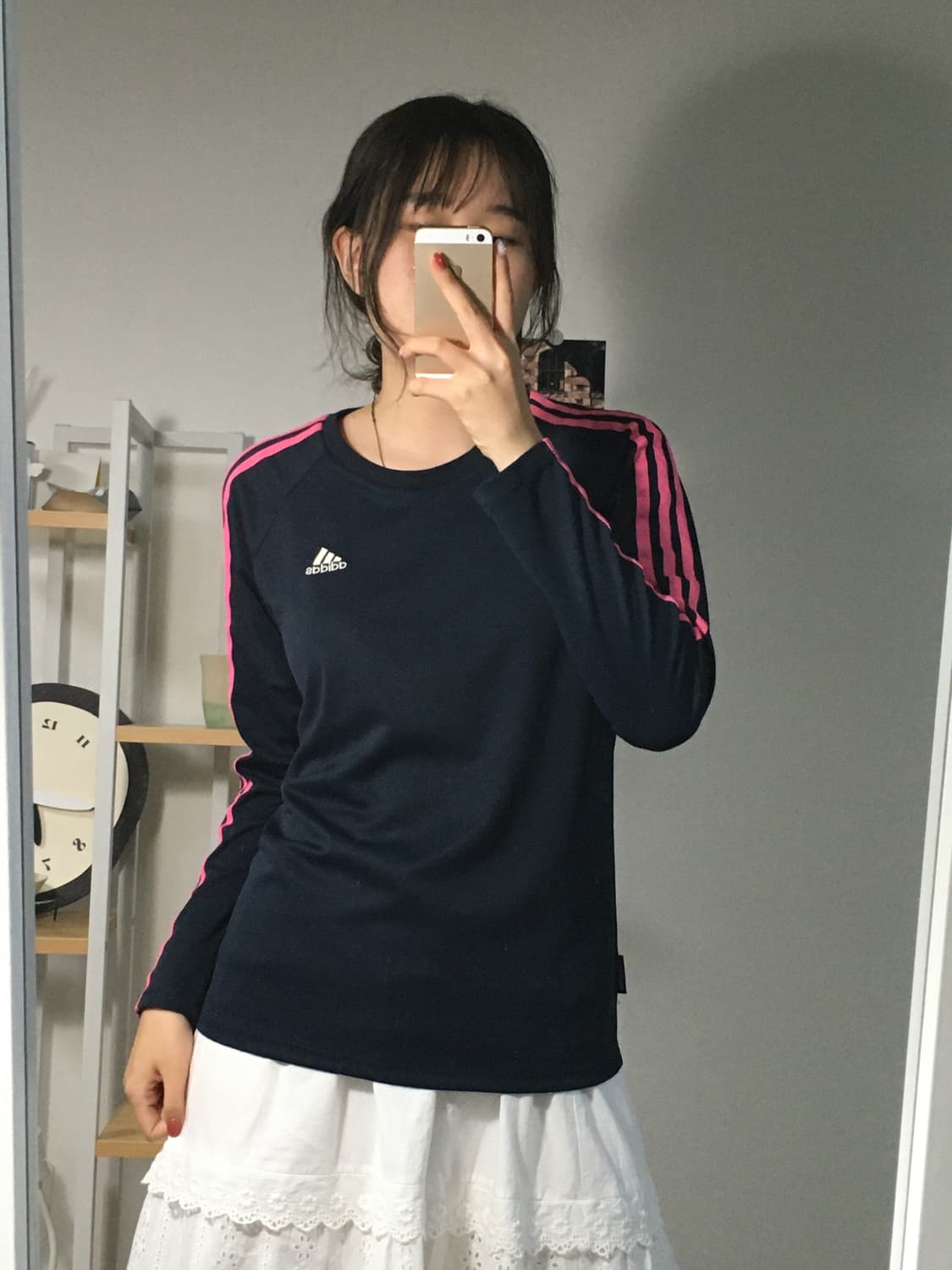 아디다스 네이비+네온핑크 슬리브 상품이미지2
