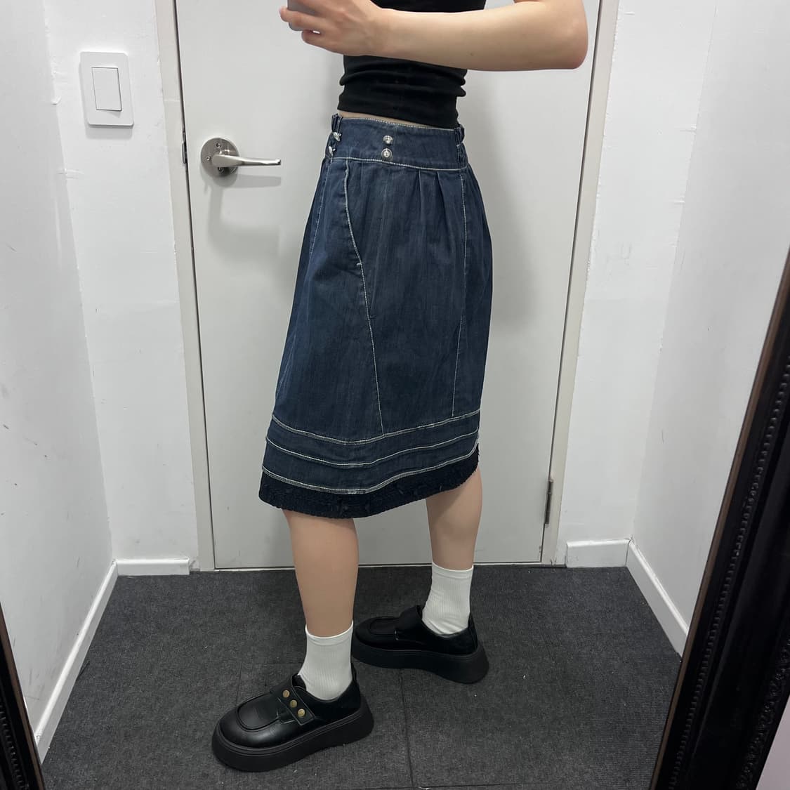 To be chic 리본 벌룬핏 데님 스커트 상품이미지2