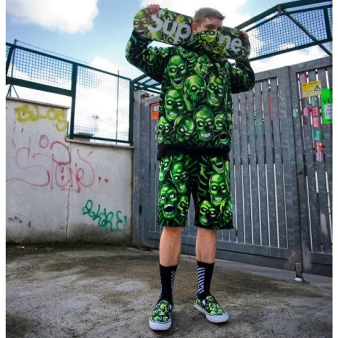 18ss 슈프림 스컬 파인 레더 봄버 자켓 (L) 상품이미지6