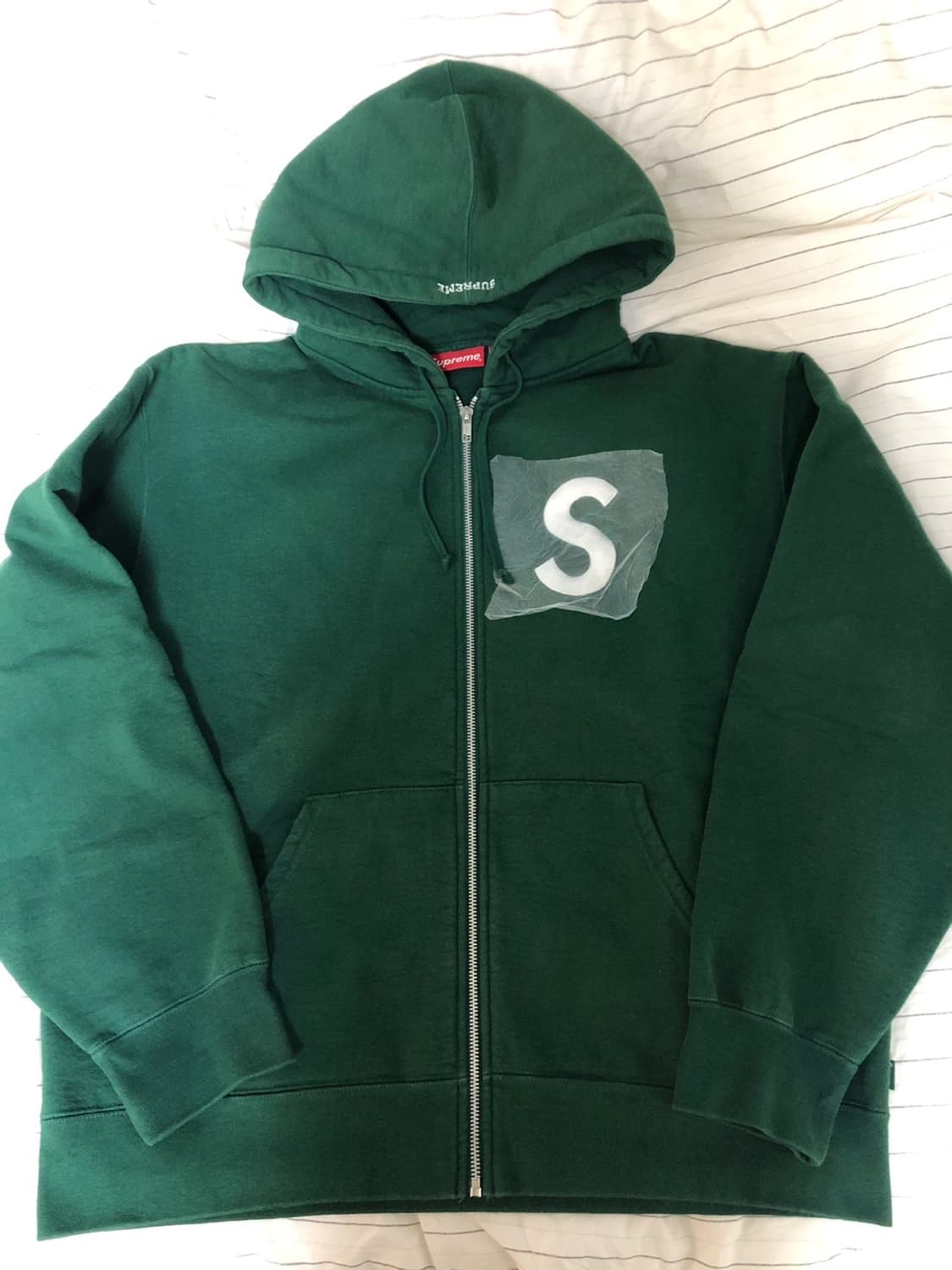 [L] 슈프림 S 로고 집업 후드 스웨트셔츠 다크 그린 상품이미지2