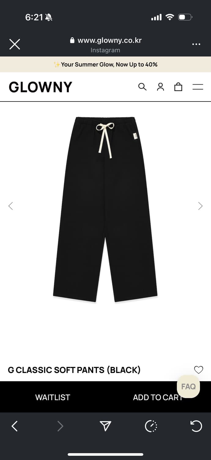 구매) 글로니 G CLASSIC SOFT PANTS (BLACK) 상품이미지1