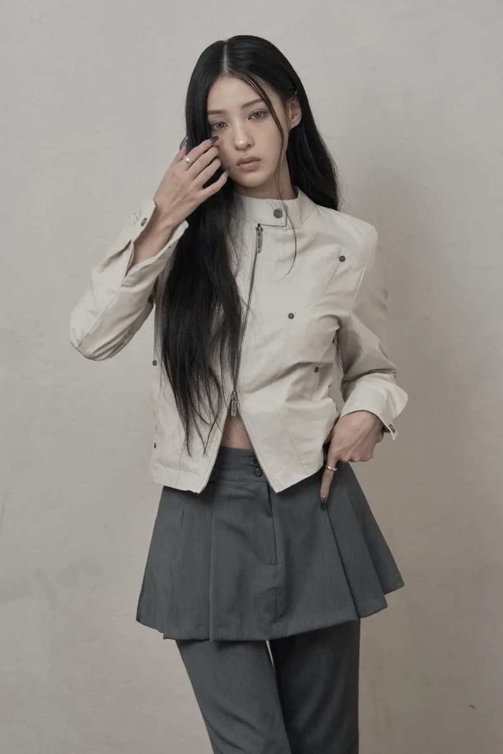 카키포인트 리벳 코튼 자켓 베이지 상품이미지2