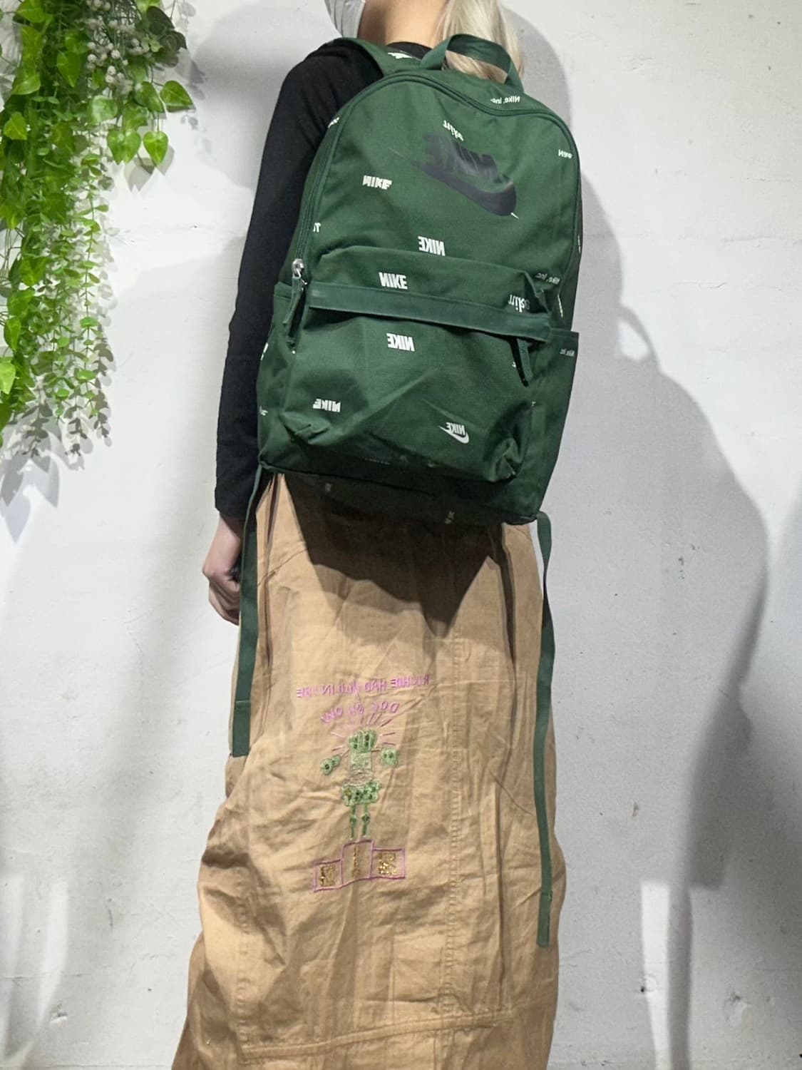 00s 나이키 그린 화이트 스우시 패턴 백팩 가방 상품이미지1