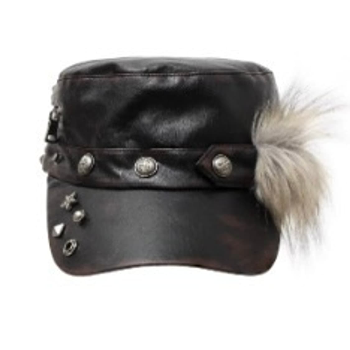 no romance fur leather flat cap y2k 펑크 상품이미지3