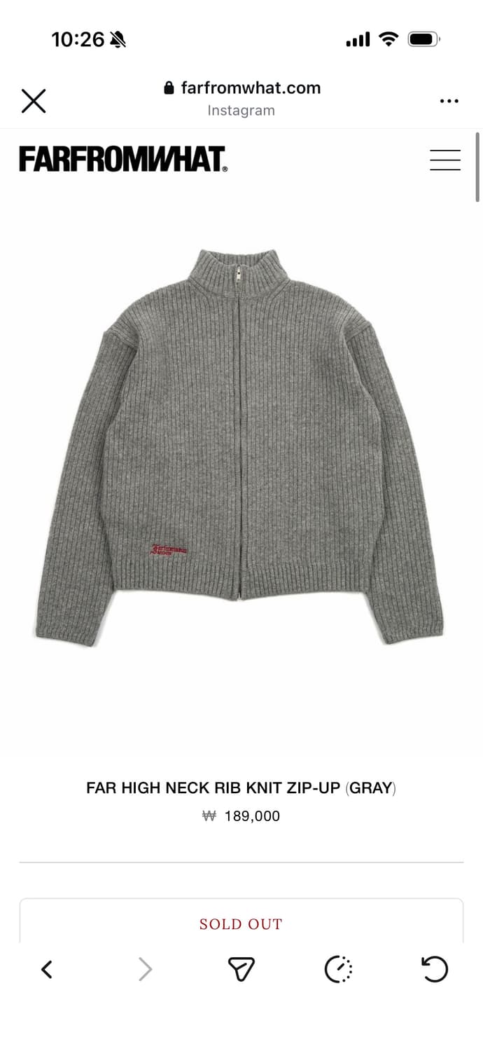 파프롬왓 하이넥 니트집업(새상품) 상품이미지1