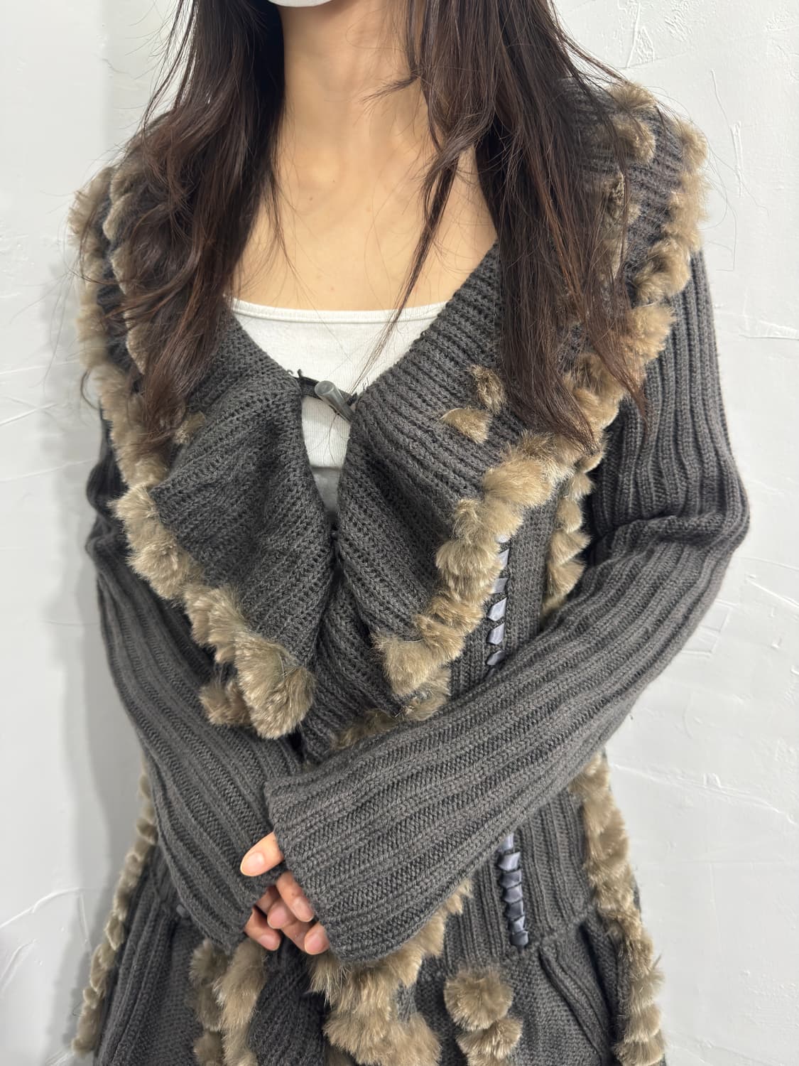 rabbit fur detail cardigan 상품이미지4