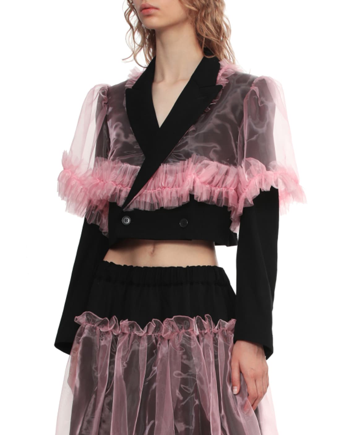 새상품 느와케이니노미야 핑크러플 크롭 블레이져 S/M 상품이미지5