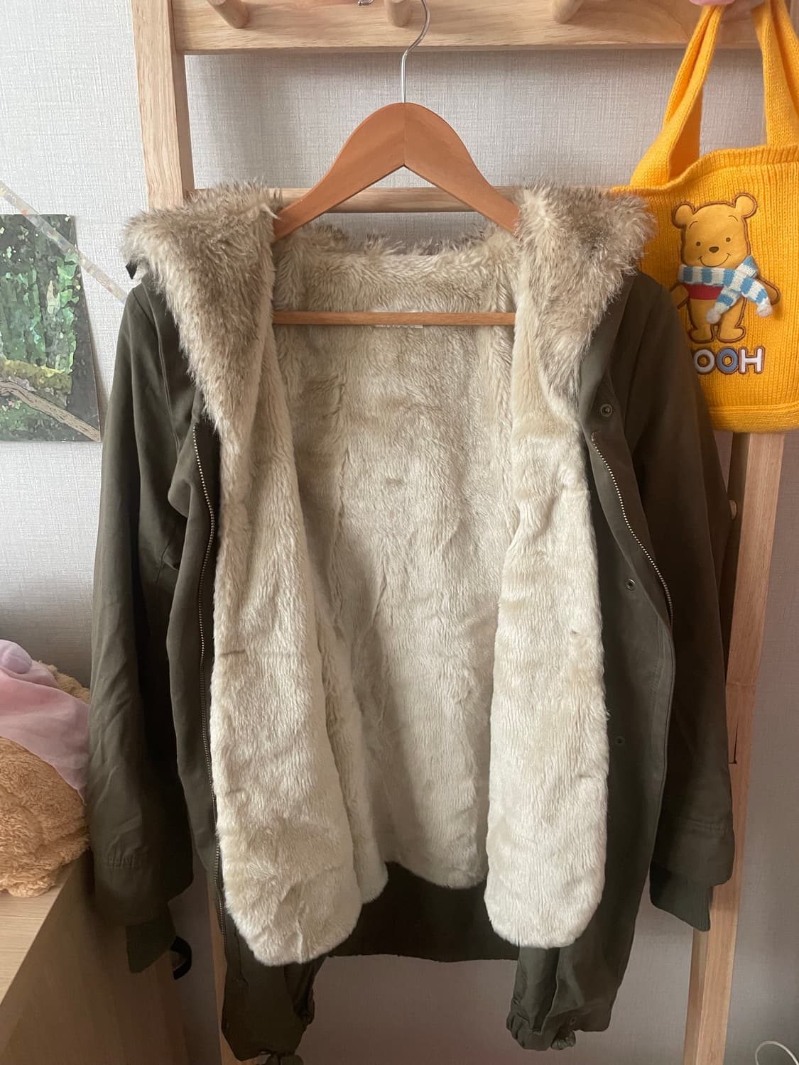 모리걸 빈티지 퍼 야상자켓💚 상품이미지2