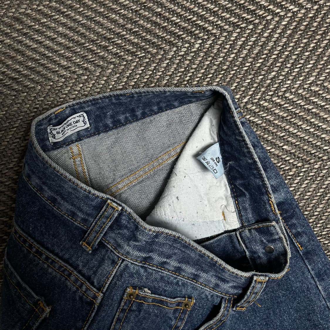 빈티지 버튼 디테일 워싱 데님 절개 미디 스커트y 5144 상품이미지5