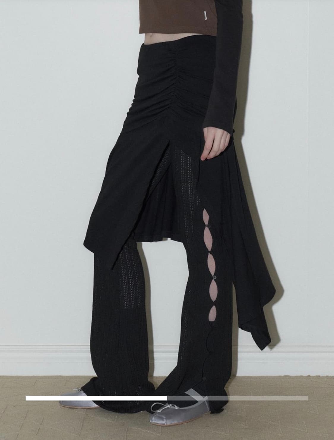 오디너리홀리데이 져지 언발란스 스커트 [BLACK] 상품이미지2