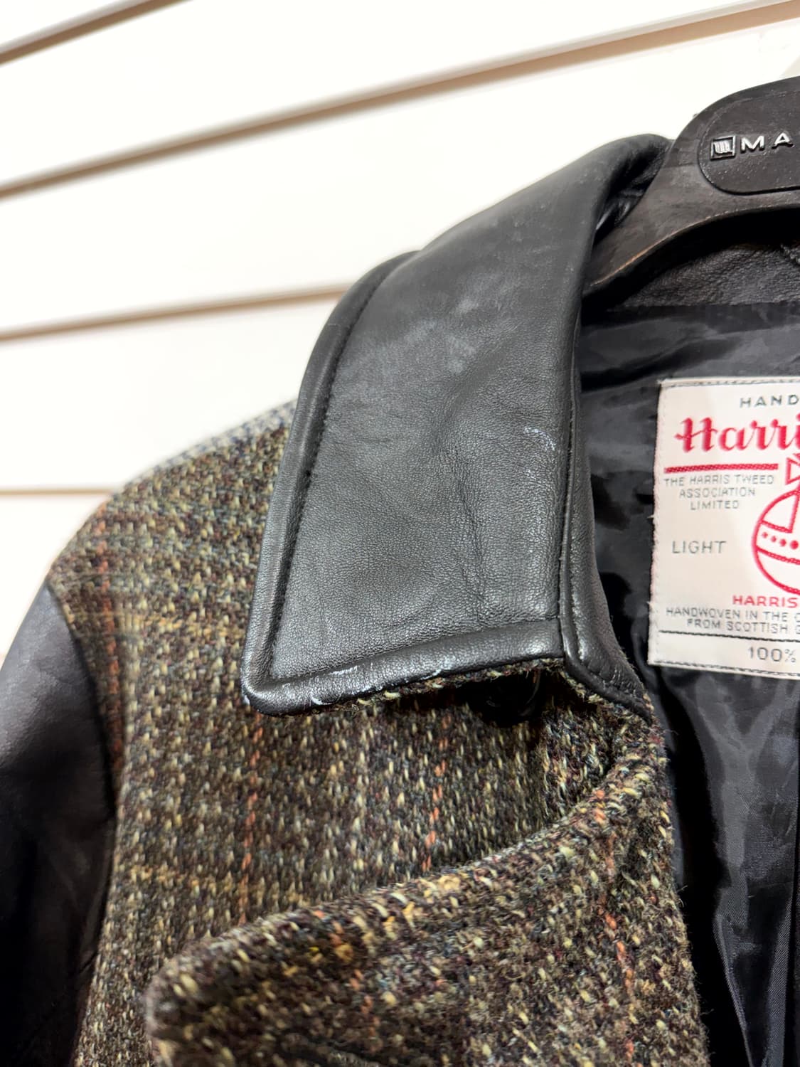 Harris Tweed 해리스트위드 레더 울 코트 상품이미지7