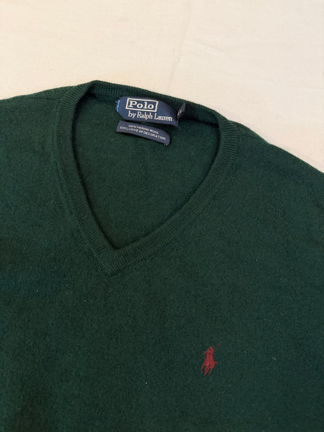 폴로 랄프로렌 메리노 울 브이넥 니트 딥그린 상품이미지2