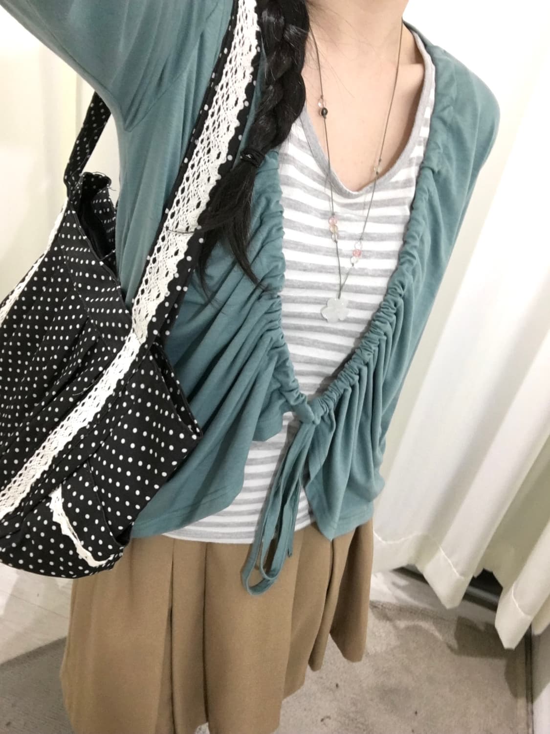 teal shirred cardigan 상품이미지5