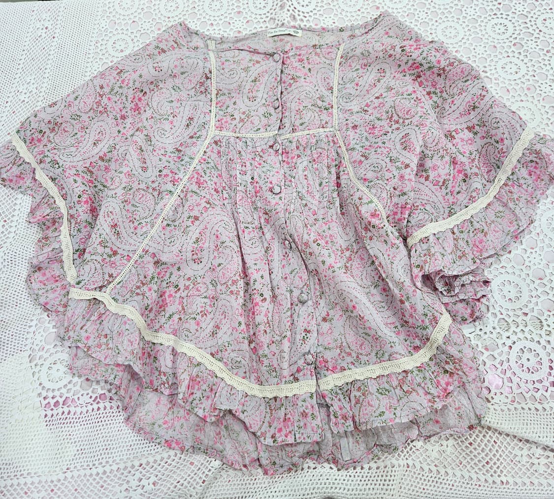 핑크 플라워 페이즐리 케이프블라우스 상품이미지8