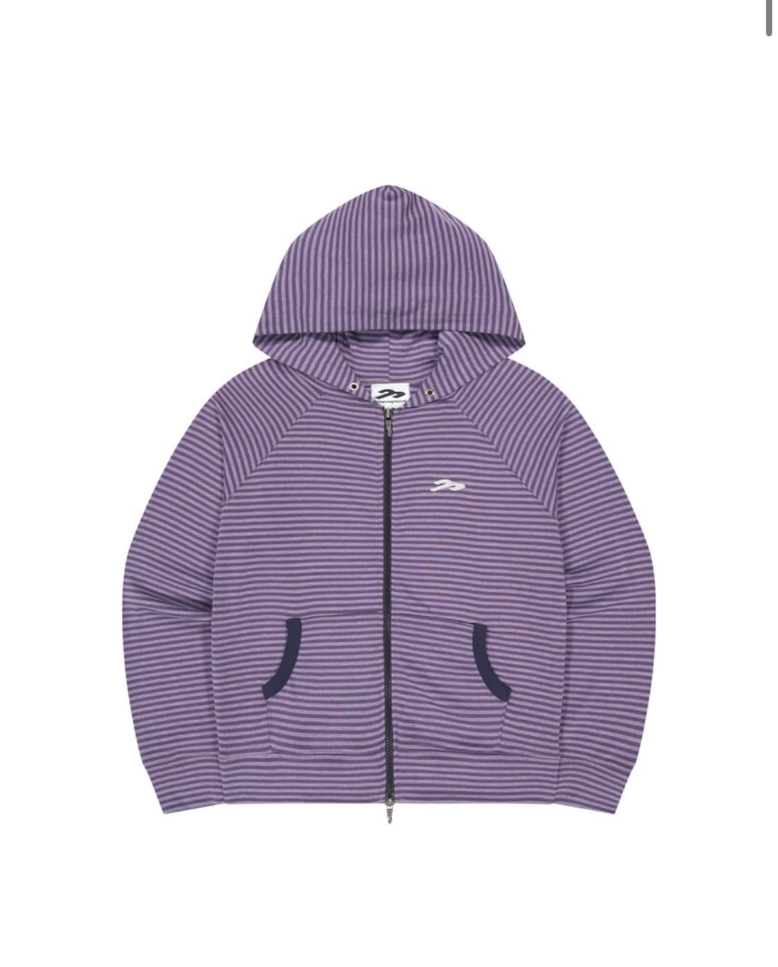 주영X탄산 스몰로고 후드집업 스트라이프 보라 + 비니 상품이미지1