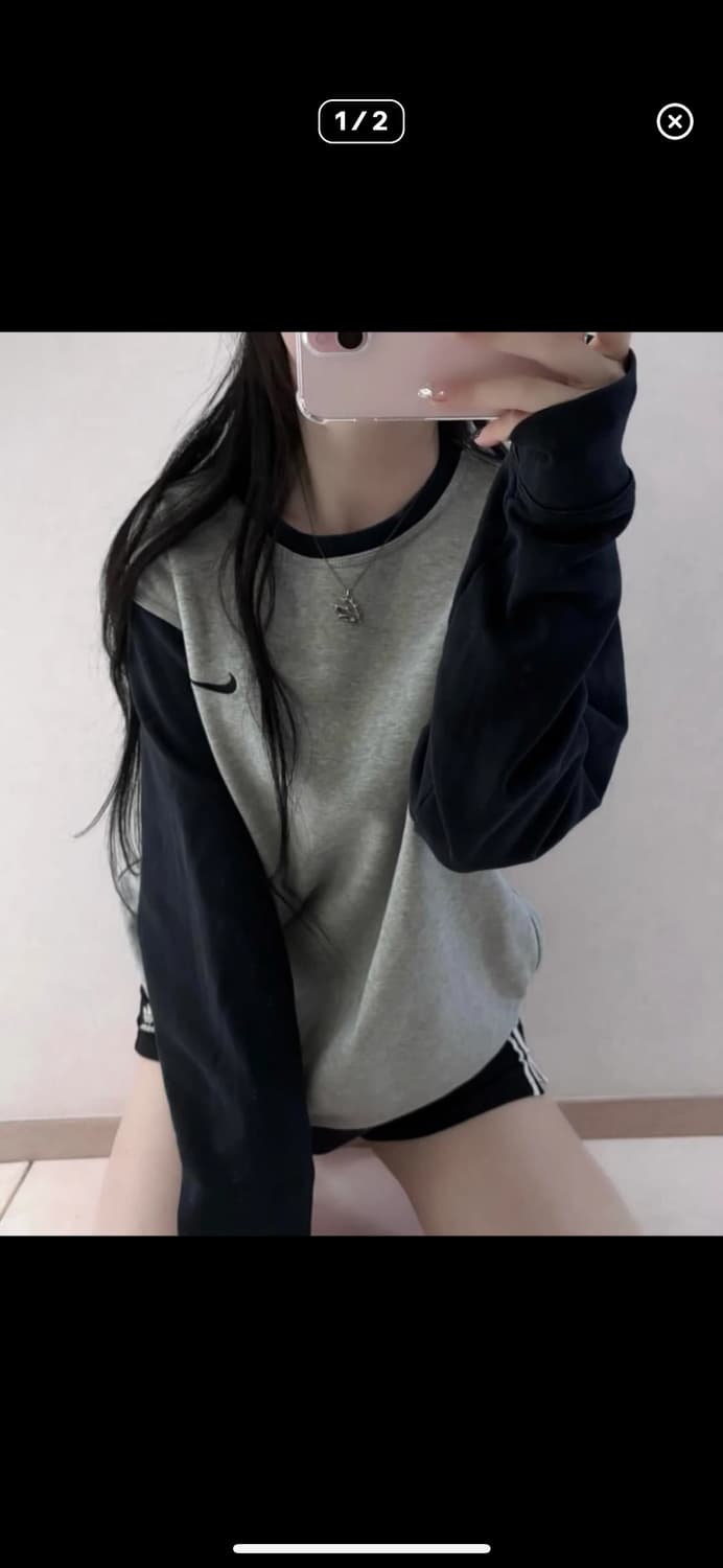 나이키 나그랑 맨투맨 빈티지 그레이 네이비 상품이미지1