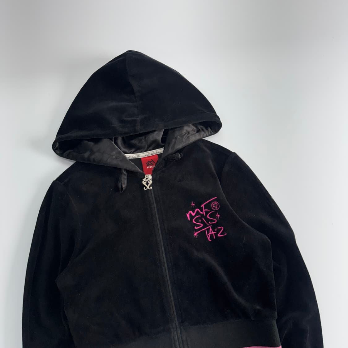 Mf! 미파 블랙 벨벳 핑크 포인트 후드집업 상품이미지4