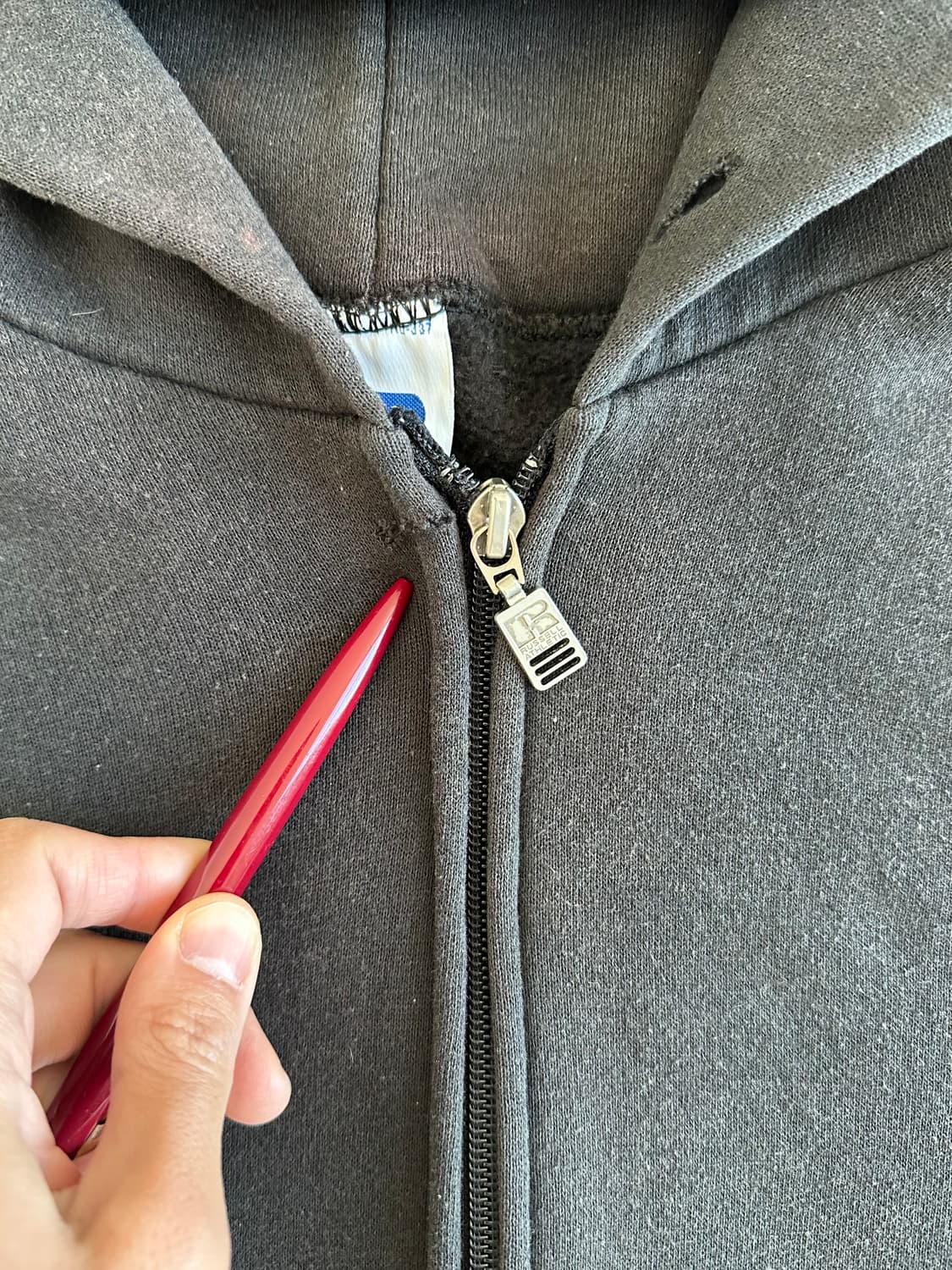 90s 빈티지 러셀 후드집업 블랙 XL 상품이미지8