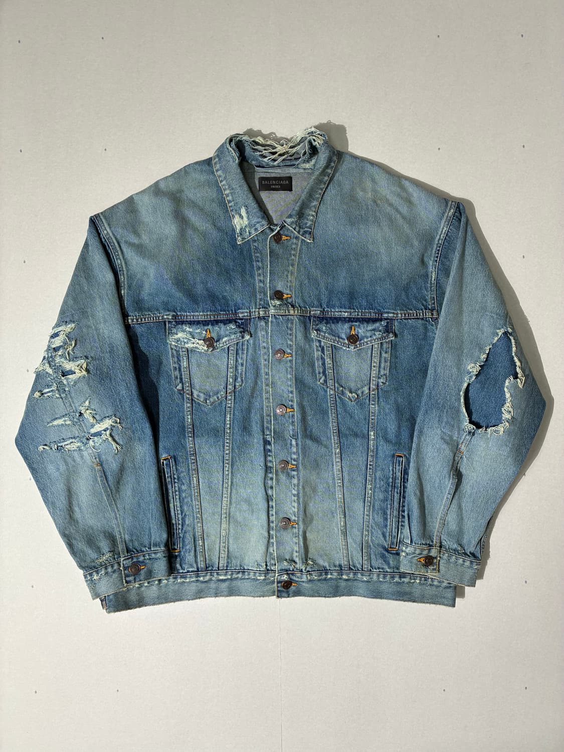 발렌시아가 패치 디스트로이드 데님 자켓 블루 3사이즈 상품이미지1