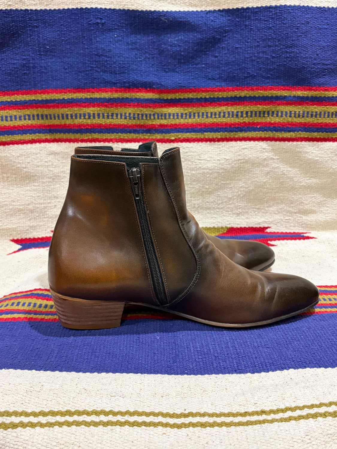 Western side zip brown boots / 웨스턴 가죽 부츠 상품이미지2