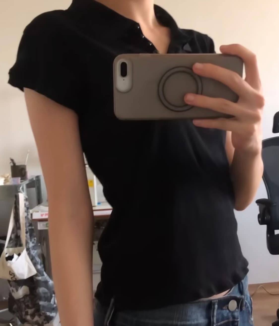 스웨이드 기명 콜라보 슬림 pk티 카라티 블랙(m) 상품이미지2