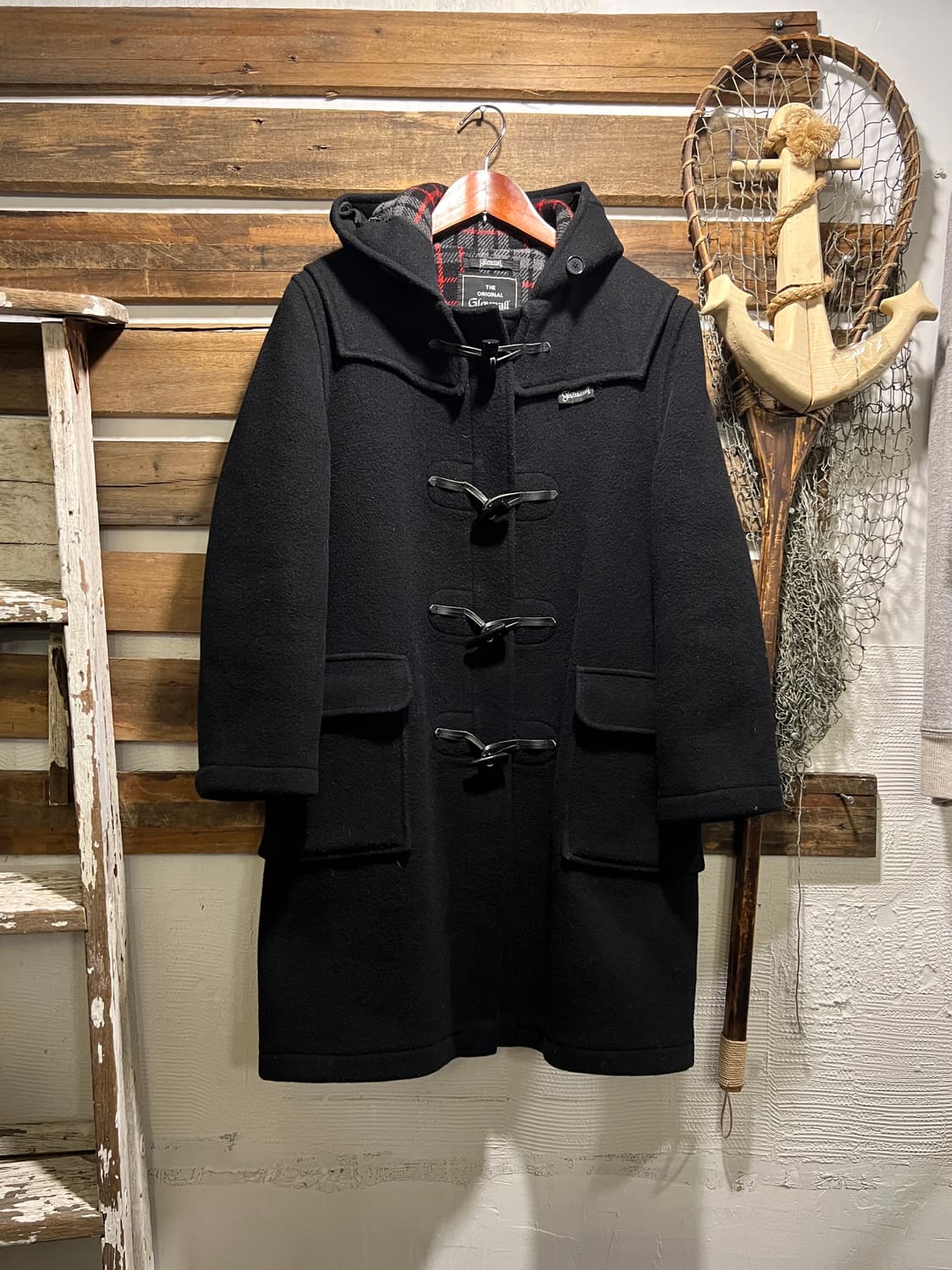 [S]90's Gloverall 글로버올 우먼스 블랙 울 더플 코트 상품이미지1